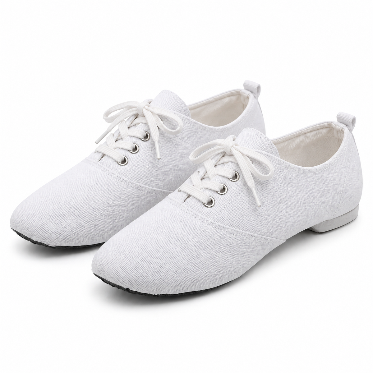 Chaussures de jazz unisexe en toile à lacets, modèle Bisan, coloris blanc