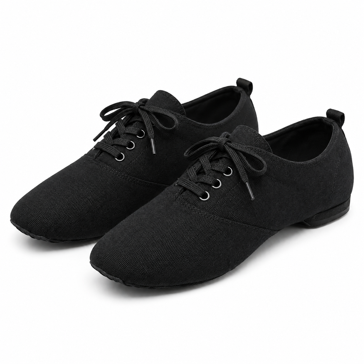 Chaussures de jazz unisexe en toile à lacets, modèle Bisan, coloris noir
