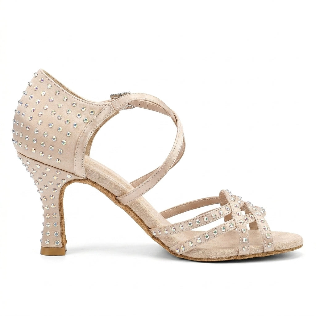 Souliers de danse latine femme satin — Renault - vue de profil