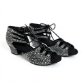 Souliers de danse latine femme en strass à talon carré 4 cm — Roza