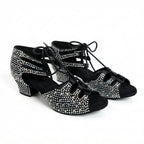 Souliers de danse latine femme en strass à talon carré 4 cm — Roza