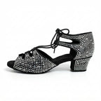 Souliers de danse latine femme en strass à talon carré 4 cm — Roza