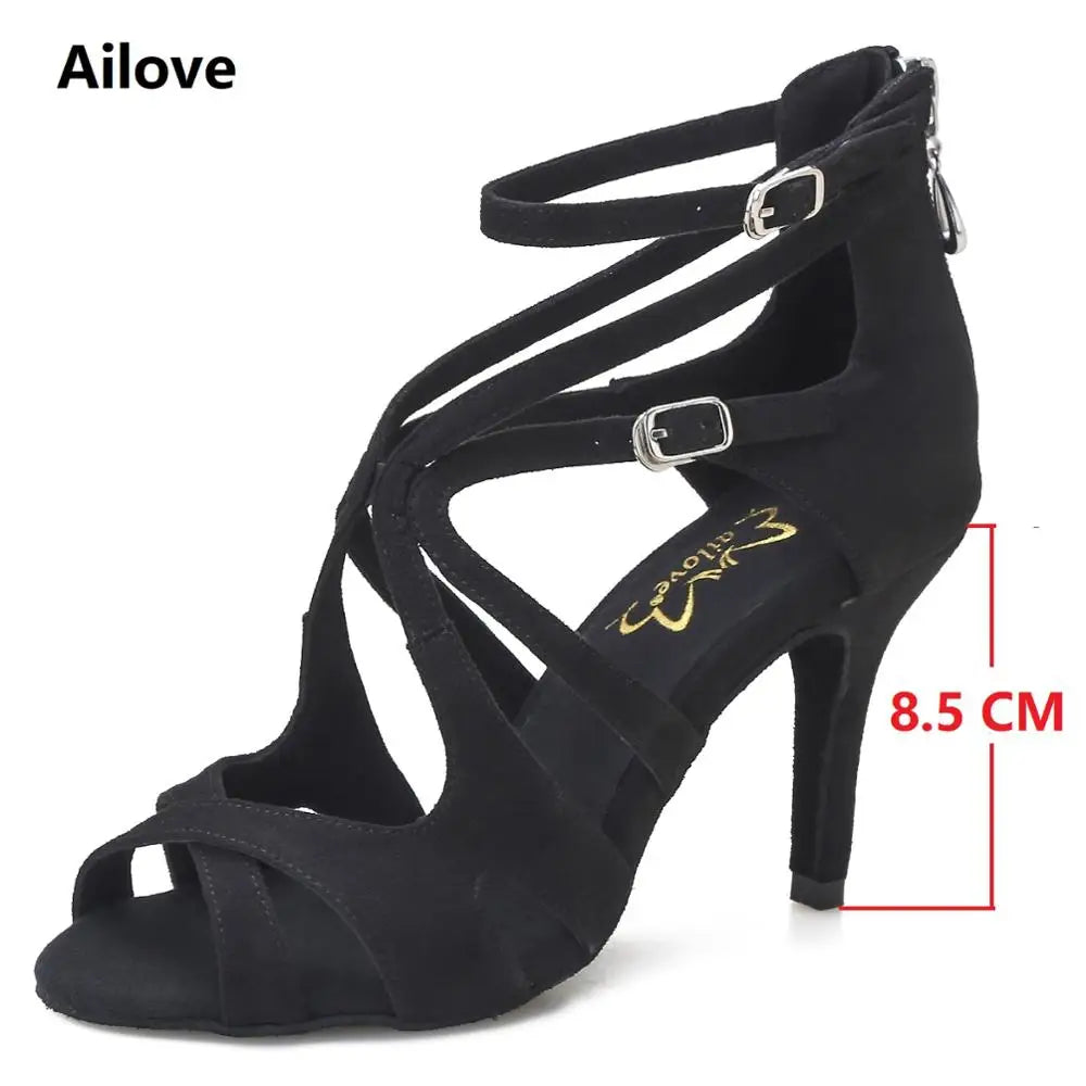 Chaussures de salsa femme daim — Étude - vue dessus
