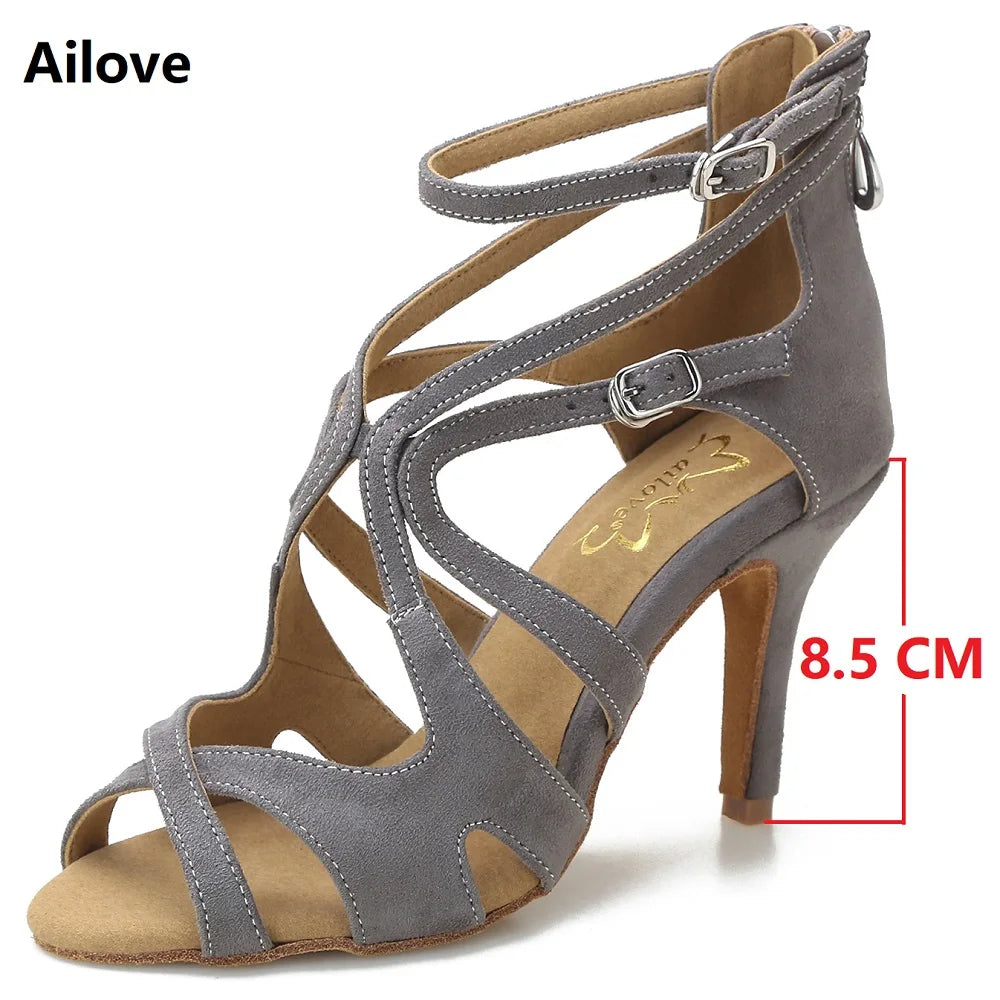 Chaussures de salsa femme daim — Étude - vue extérieure