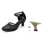 Souliers de danse latine femme satin, modèle Effacé, coloris noir