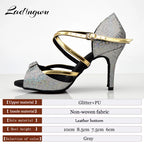 Chaussures de salsa femme paillettes — Némésie - vue de profil
