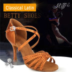 Souliers de danse latine femme satin — Lychnis - vue de profil