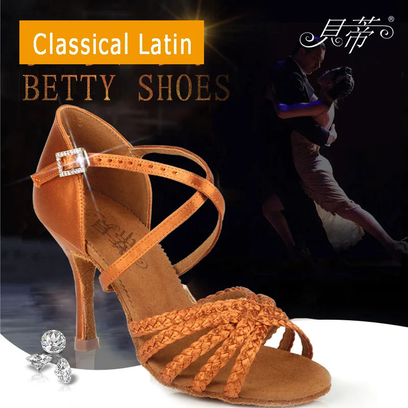 Souliers de danse latine femme satin — Lychnis - vue de profil