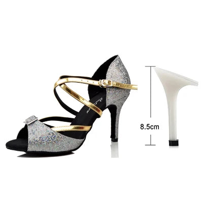 Chaussures de salsa femme paillettes — Némésie - vue extérieure