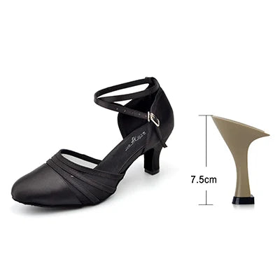 Souliers de danse latine femme satin — Effacé - vue 3/4