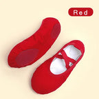 Chaussons de ballet en toile souple enfant et adulte, modèle Wendy, coloris rouge
