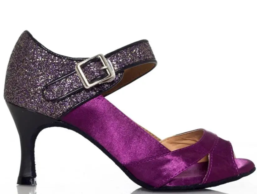 Chaussures de salsa femme paillettes — Marina - vue extérieure