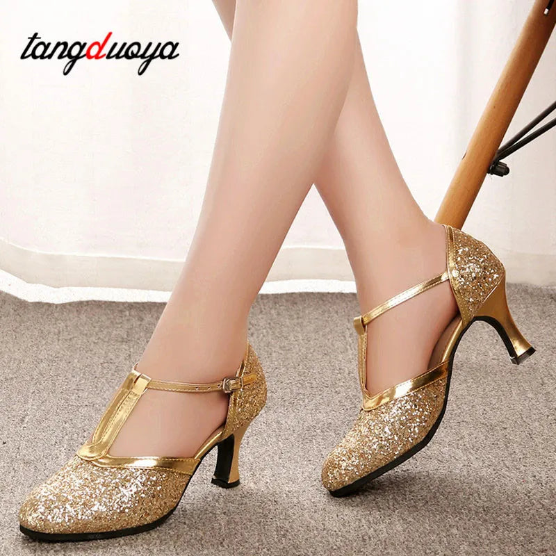 Chaussures de salsa femme paillettes — Olga - détail