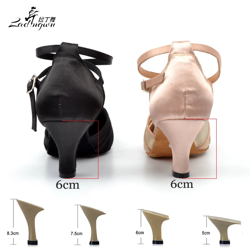 Souliers de danse latine femme satin — Effacé - vue arrière