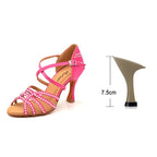Chaussures de salsa femme strass, modèle Hortensia, coloris rose