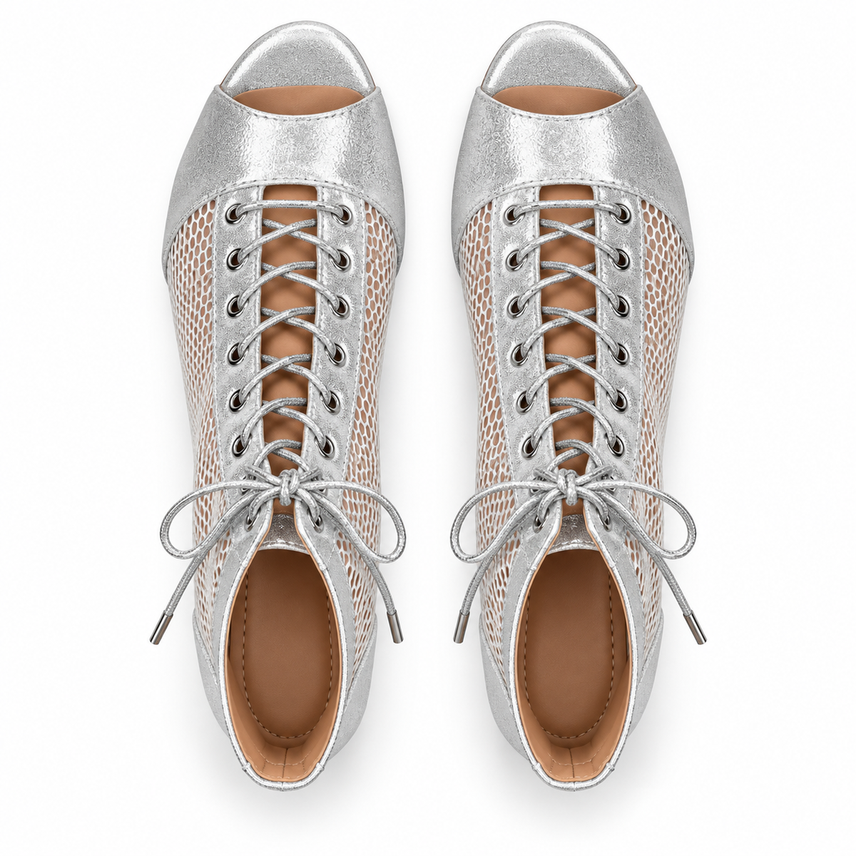 Bottines de danse latine argentées en mesh, modèle Isadora, vue 5