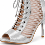 Bottines de danse latine argentées en mesh, modèle Isadora, vue 6