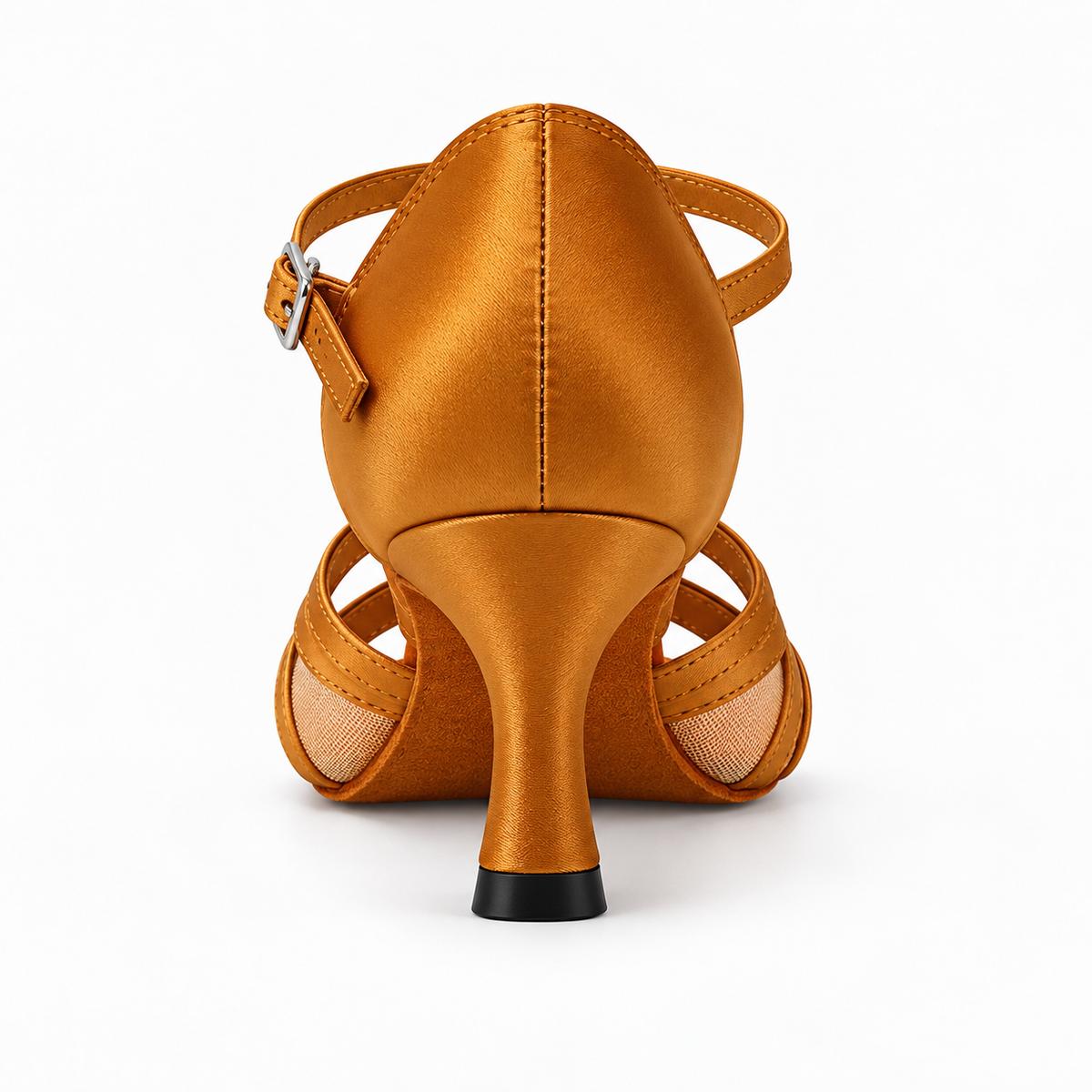 Souliers de tango et salsa en satin à semelle suédée, modèle Anémone, vue 5