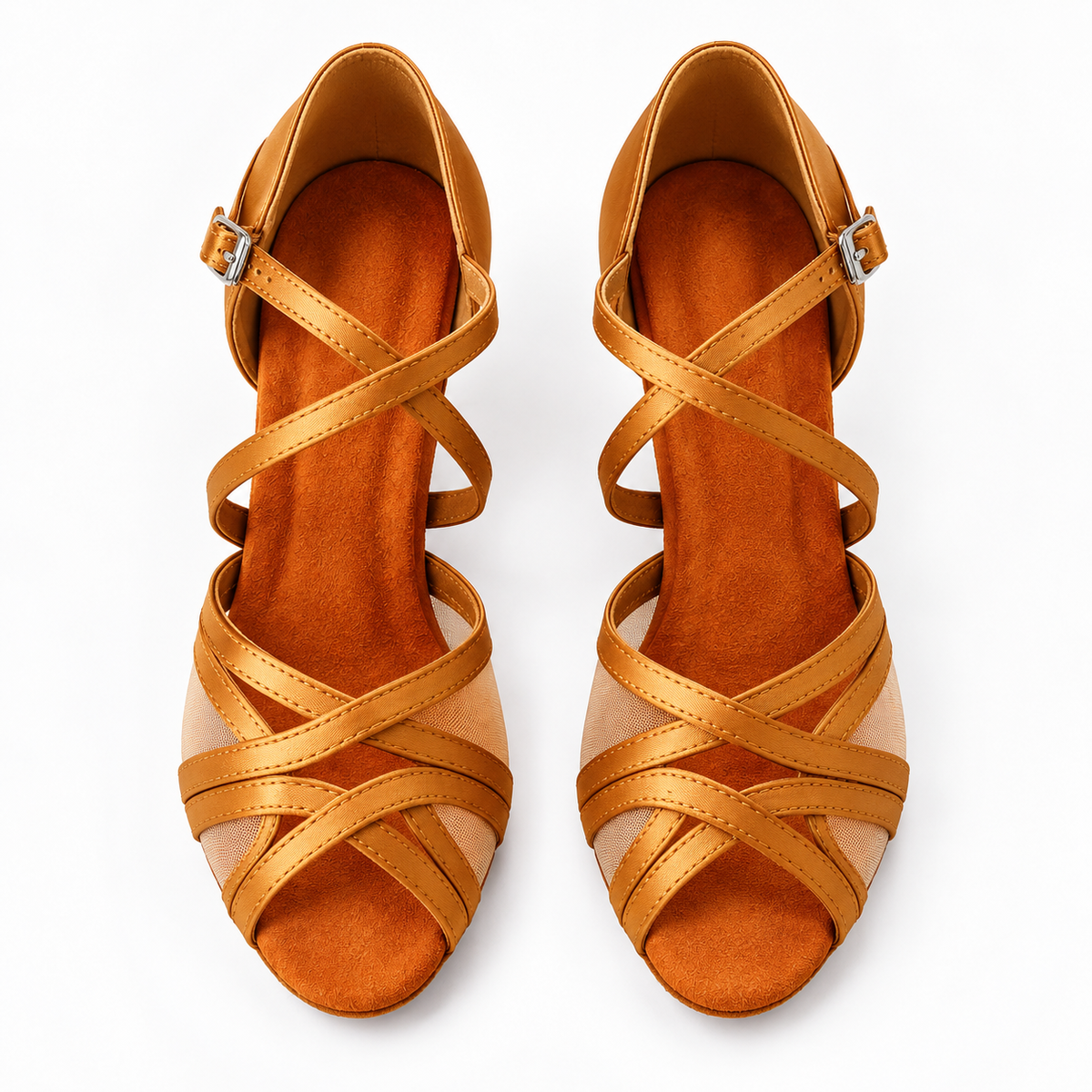 Souliers de tango et salsa en satin à semelle suédée, modèle Anémone, vue 6