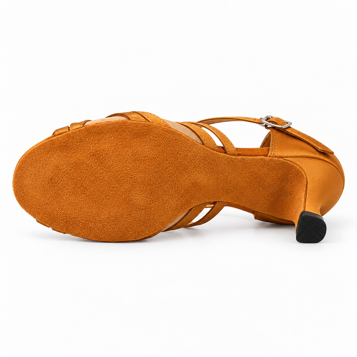 Souliers de tango et salsa en satin à semelle suédée, modèle Anémone, vue 7