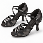 Souliers de tango et salsa en satin à semelle suédée, modèle Anémone, vue 2