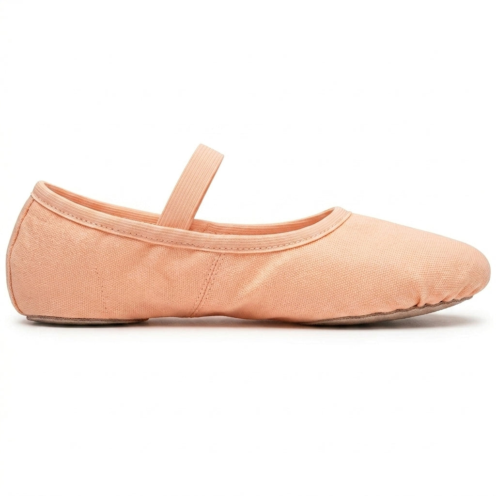 Chaussons de danse classique femme toile camel — Andante - vue de profil