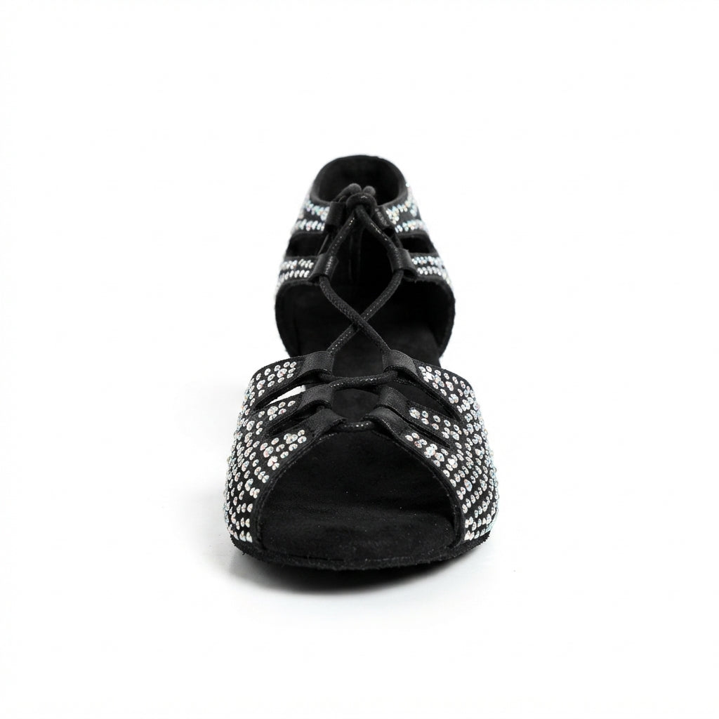 Souliers de danse latine femme en strass à talon carré 4 cm — Roza
