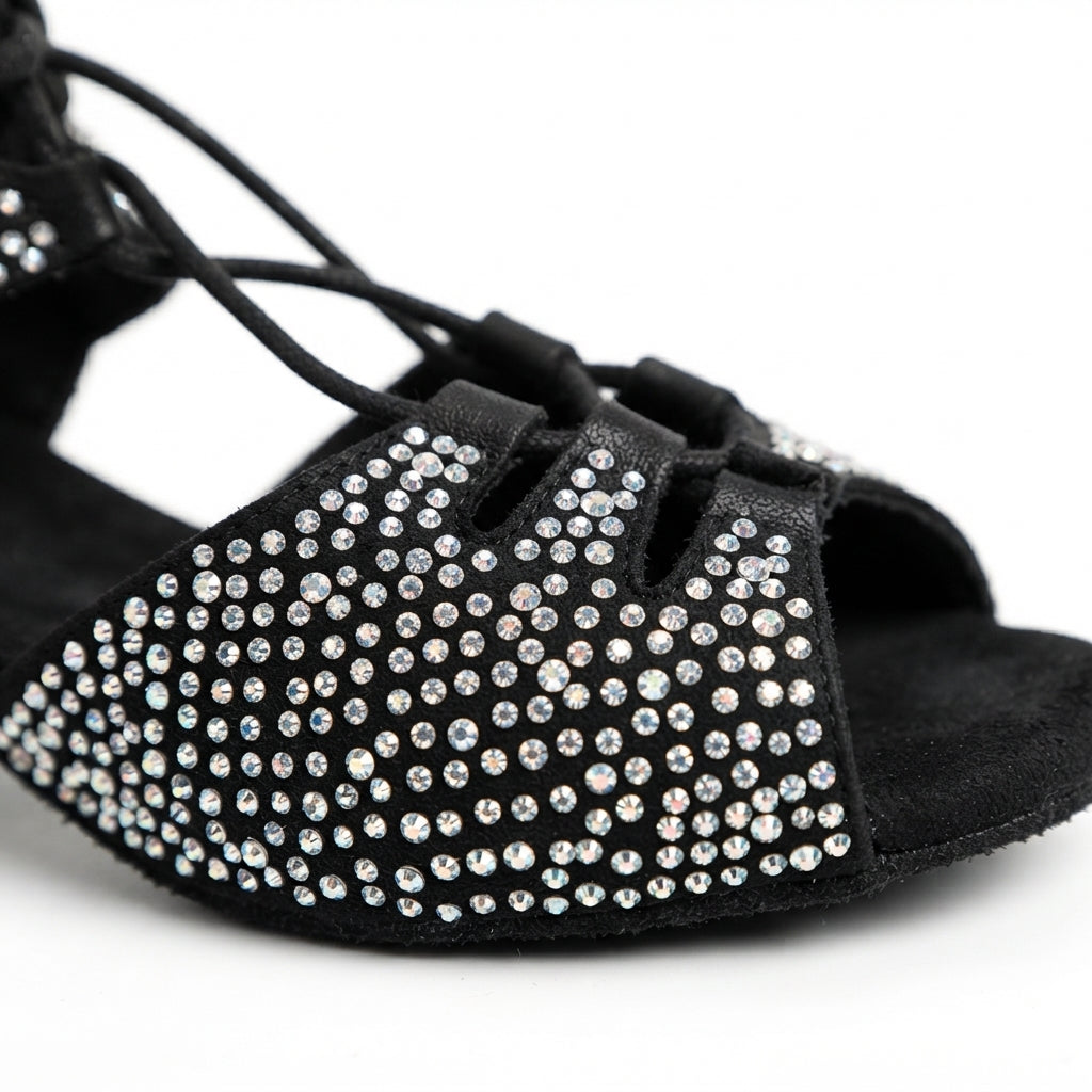 Souliers de danse latine femme en strass à talon carré 4 cm — Roza