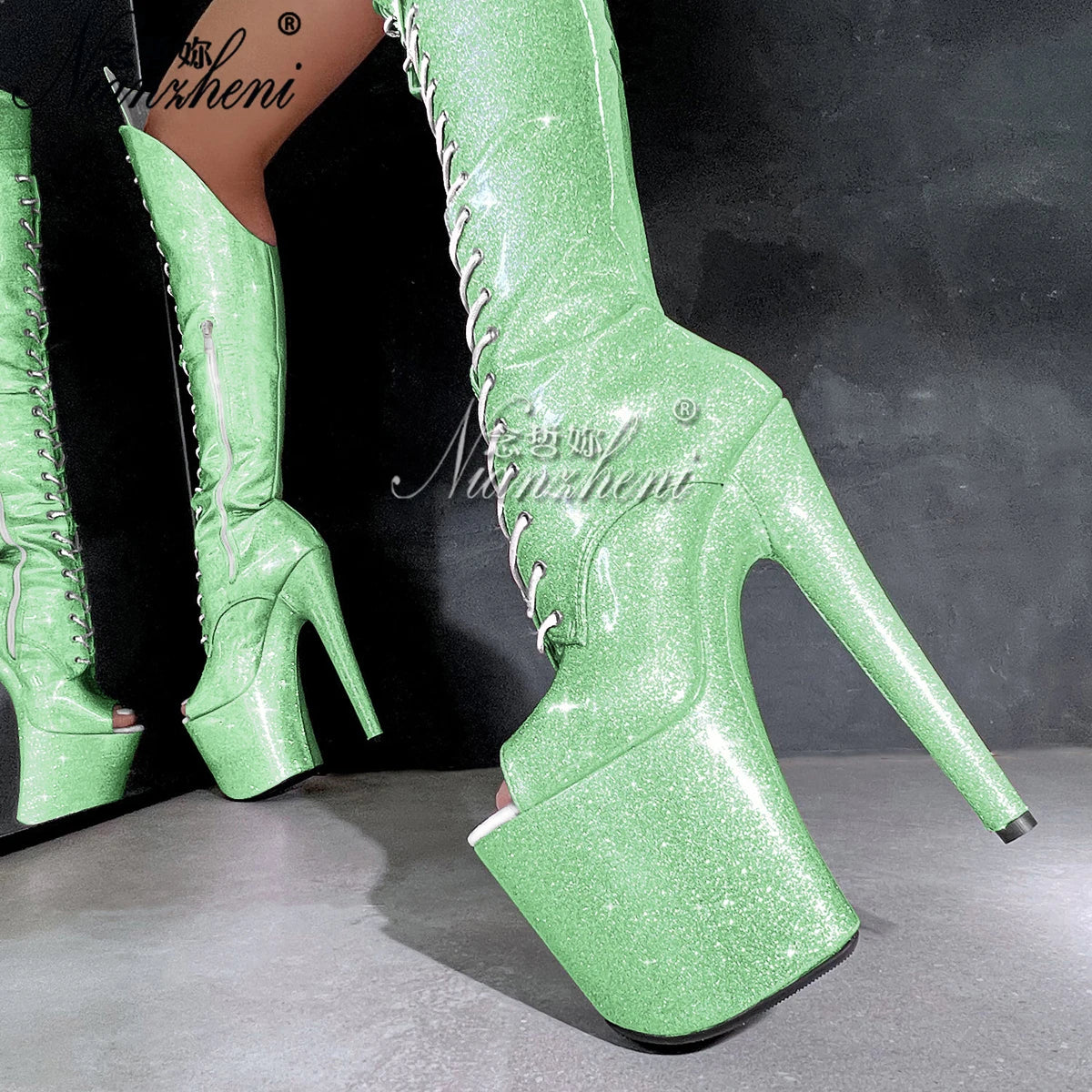 Escarpins de cabaret femme paillettes — Sauge - semelle