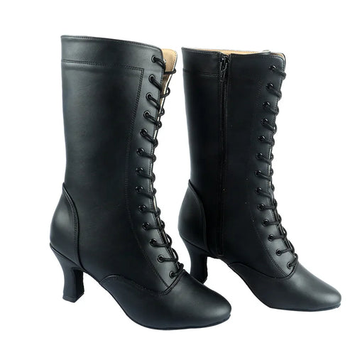 Bottes de salsa noires à talon épais, modèle Toumanova