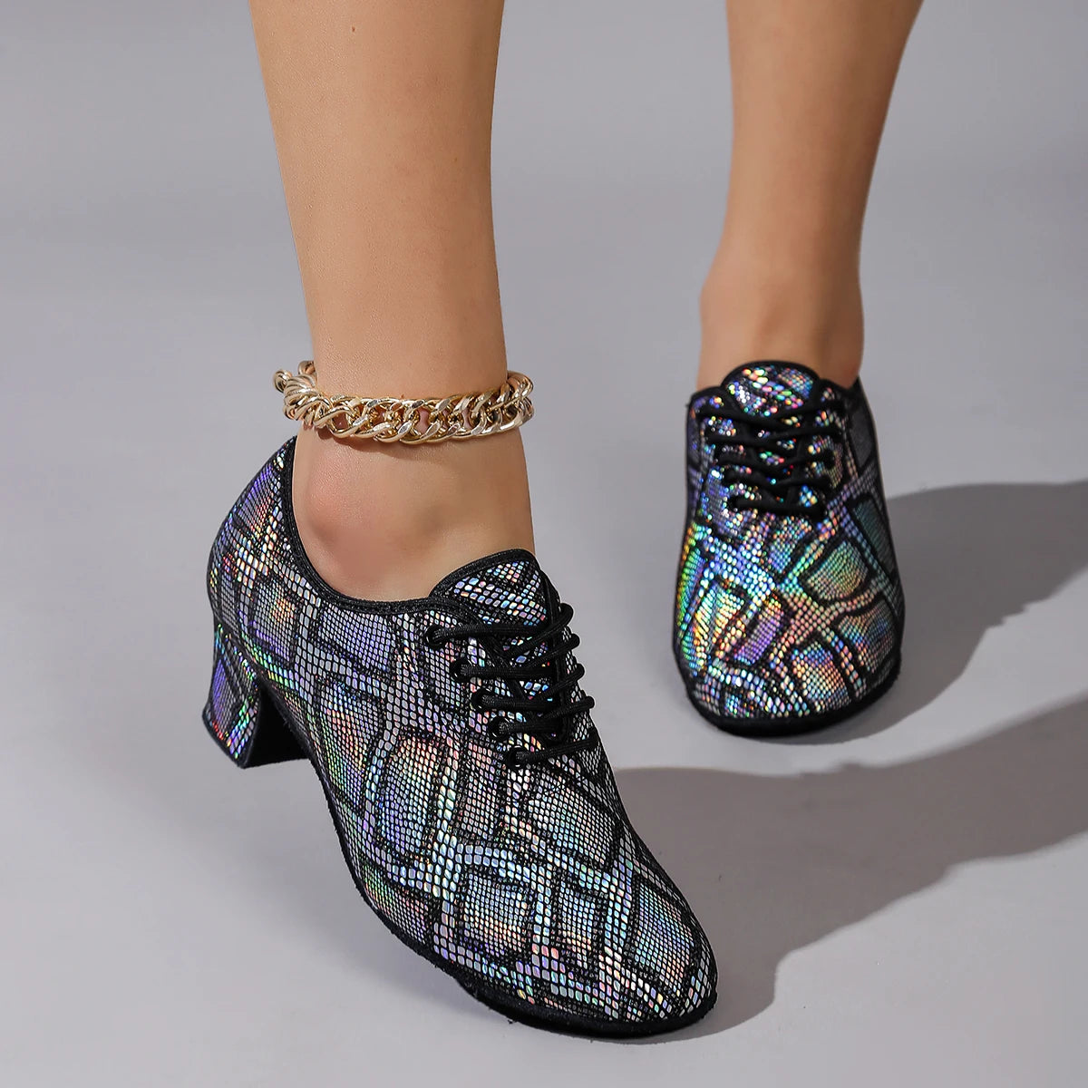 Chaussures de salsa femme noir indoor — Anya - vue de profil