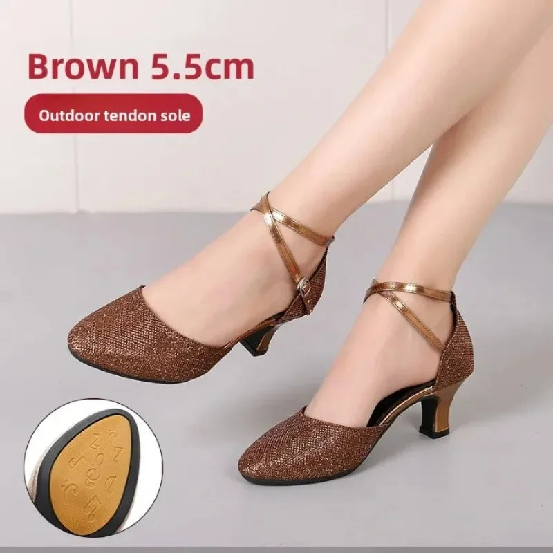 Chaussures de salsa femme paillettes — Presentacion - vue 3/4