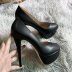 Escarpins de cabaret à plateforme 4 cm et talon 14 cm, modèle Sandrine, coloris noir