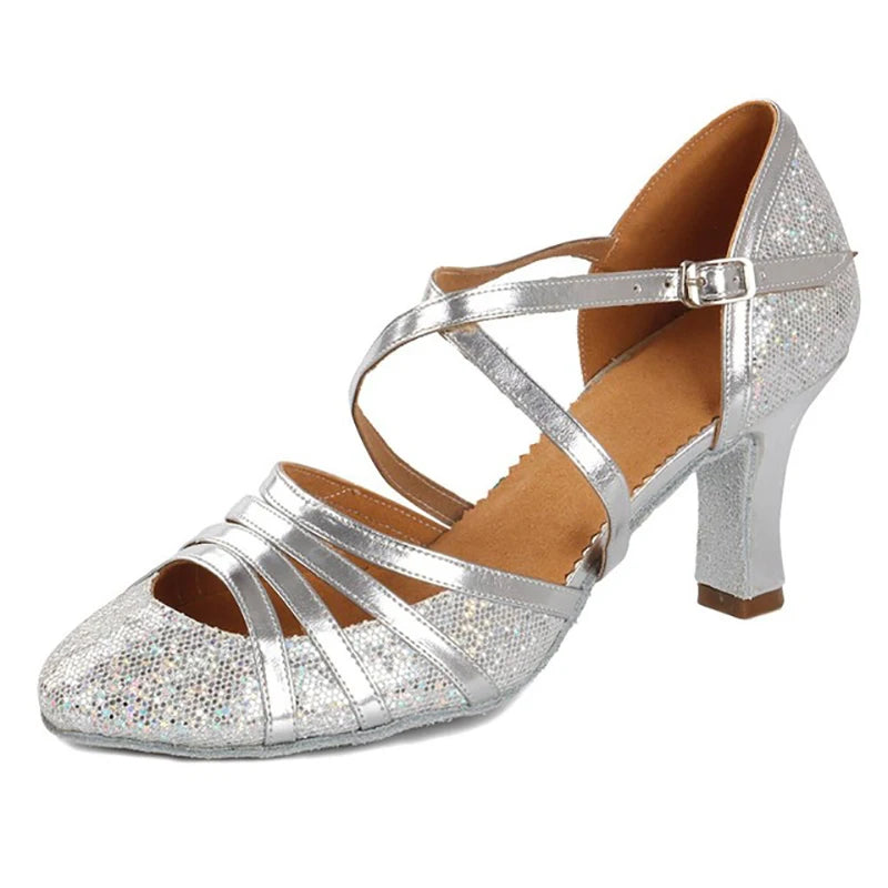 Chaussures de salsa femme paillettes — Vishneva - vue rapprochée
