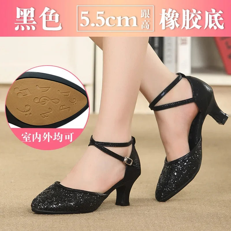 Chaussures de salsa femme paillettes — Coupé - vue 3/4