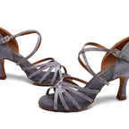 Souliers de danse latine femme premium gris — Maristella - vue arrière