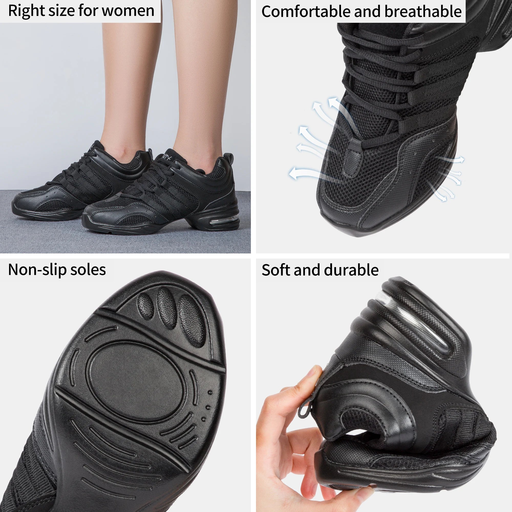 Chaussures de salsa femme noir — Mélanie - vue de profil