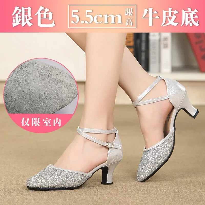 Chaussures de salsa femme paillettes — Coupé - vue intérieure