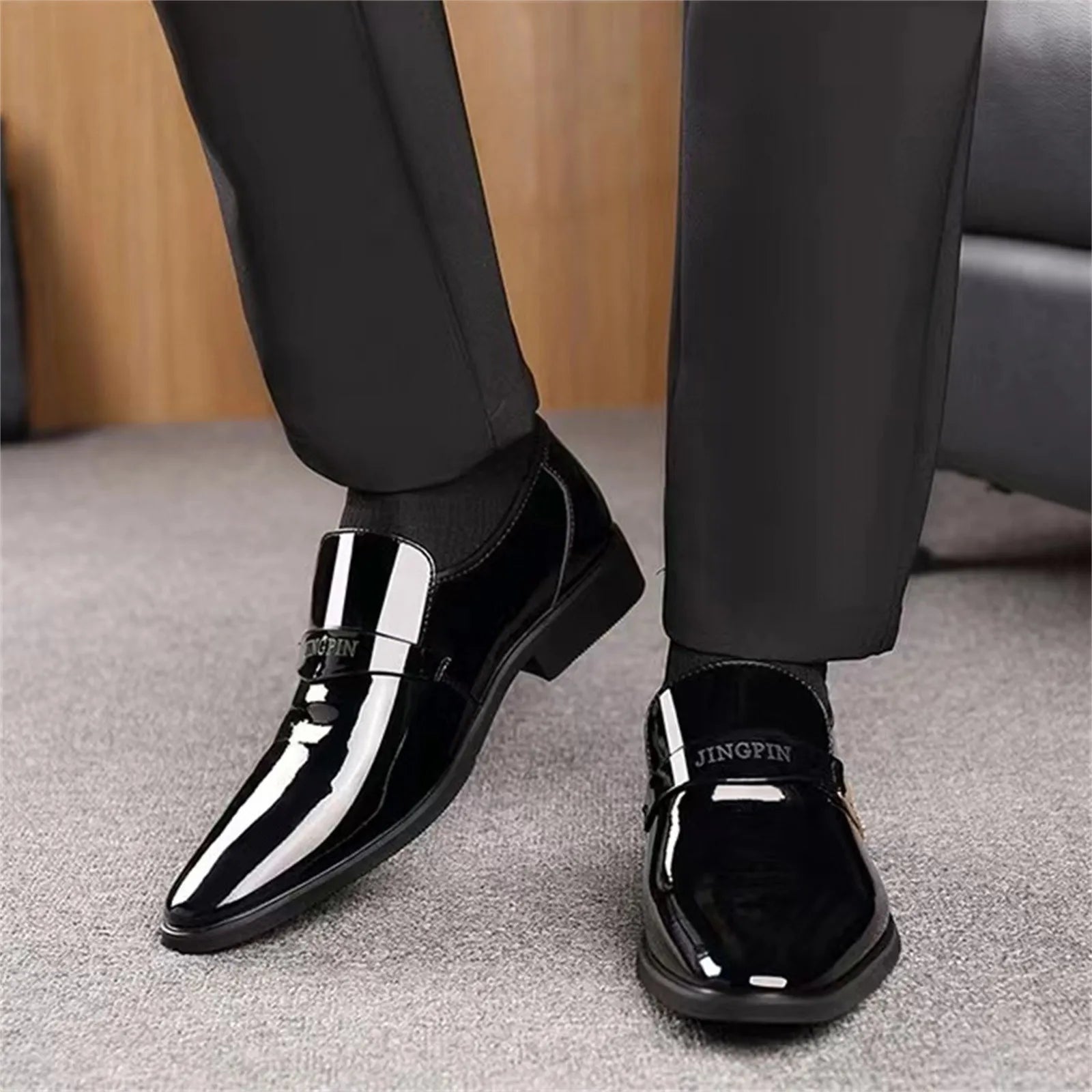 Chaussures de danse homme cuir verni noir — Coralie - vue arrière