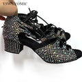 Souliers de danse latine femme strass 4cm square heel — Roza - vue rapprochée