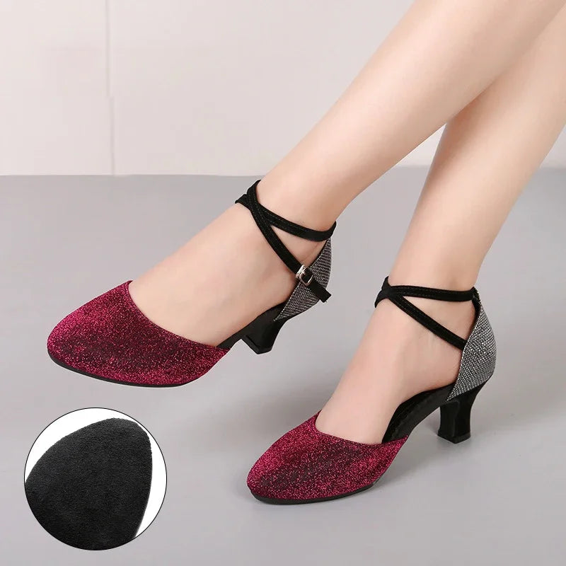 Chaussures de salsa femme paillettes — Karine - vue dessus