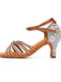 Chaussures de salsa femme strass, modèle Dupond, coloris marron