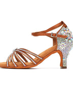 Chaussures de salsa femme strass, modèle Dupond, coloris marron