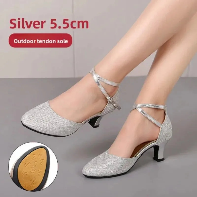 Chaussures de salsa femme paillettes — Presentacion - vue dessus