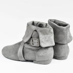 Bottines de danse latine femme en suède, talon plat, modèle Ovcharenko, coloris gris