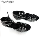 Souliers de danse latine femme strass 4cm square heel — Roza - semelle