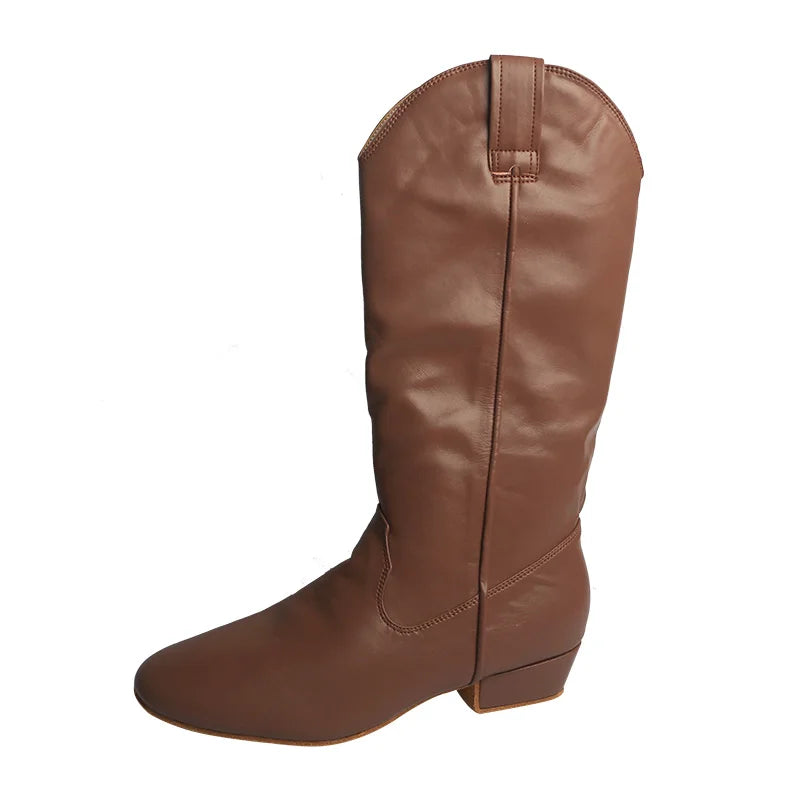 Bottes de danse country femme Dakota marron, semelle daim