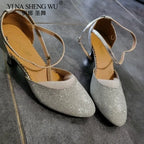 Chaussures de salsa femme argent — Antonio - semelle