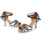 Souliers de danse latine femme satin blanc — Jimena - vue arrière