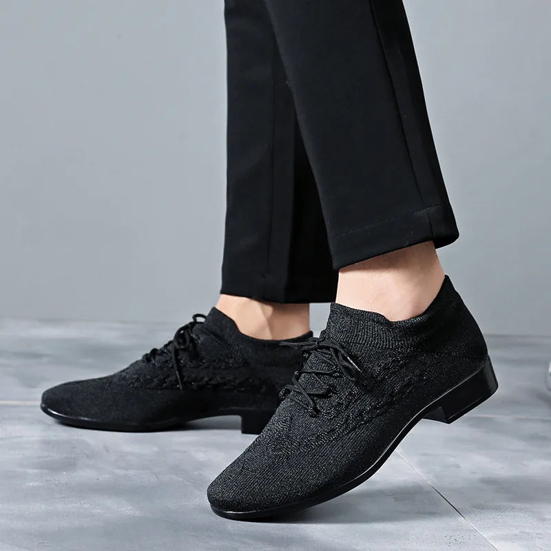 Chaussures de salsa homme noir fly-woven — Raffaella - vue rapprochée